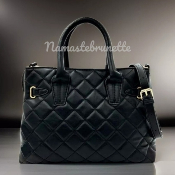 NWT $99 Badgley Mischka Mini Diamond Quilted Tote With Front Lock - Picture 4 of 15
